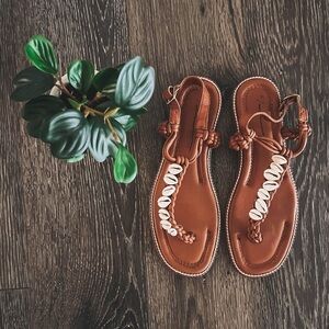 NWT Anthropologie Braided Seashell Sandals in Honey